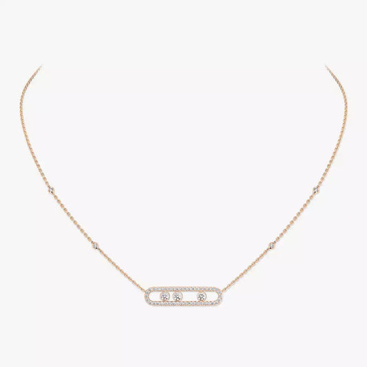 [Triumph Jewelry] Move Pave_ Rose Gold Diamond Necklace